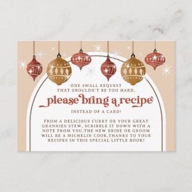 Retro Bauble Ornament Christmas Bridal Recipe red Enclosure Invitations