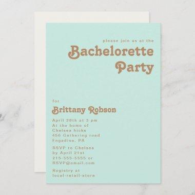 Retro Beach | Aqua Bachelorette Party Invitations