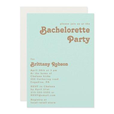 Retro Beach | Aqua Bachelorette Party Invitations