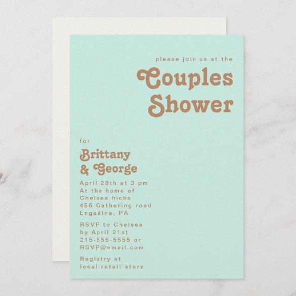 Retro Beach | Aqua Couples Shower Invitations