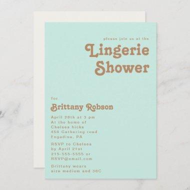 Retro Beach | Aqua Lingerie Shower Invitations