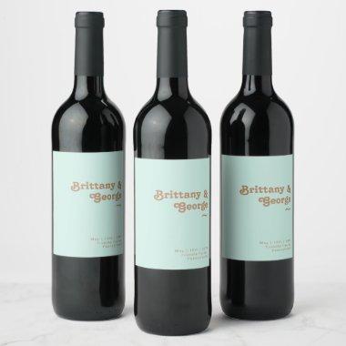 Retro Beach | Aqua Wedding Wine Label