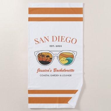 Retro Beach Bachelorette Custom Bridesmaid Gifts Beach Towel