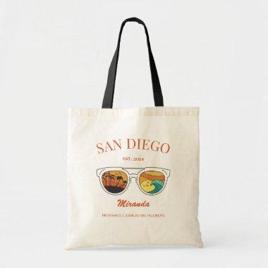 Retro Beach Bachelorette Custom Bridesmaid Gifts Tote Bag