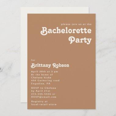Retro Beach | Brown Bachelorette Party Invitations