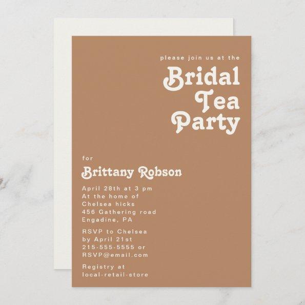 Retro Beach | Brown Bridal Tea Party Invitations