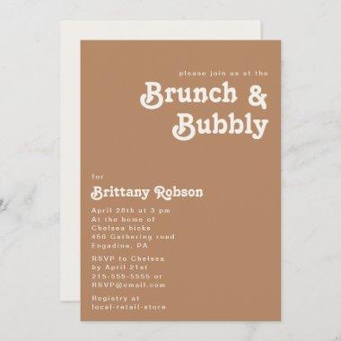 Retro Beach | Brown Brunch and Bubbly Invitations