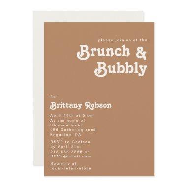 Retro Beach | Brown Brunch and Bubbly Invitations