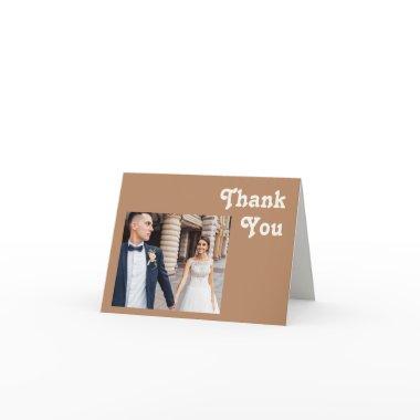 Retro Beach | Brown Folded Photo Thank You