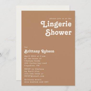 Retro Beach | Brown Lingerie Shower Invitations