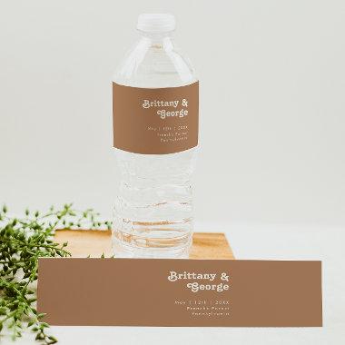 Retro Beach | Brown Water Bottle Label