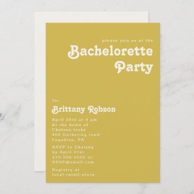 Retro Beach | Gold Bachelorette Party Invitations