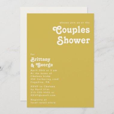 Retro Beach | Gold Couples Shower Invitations