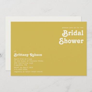 Retro Beach | Gold Horizontal Bridal Shower Invitations