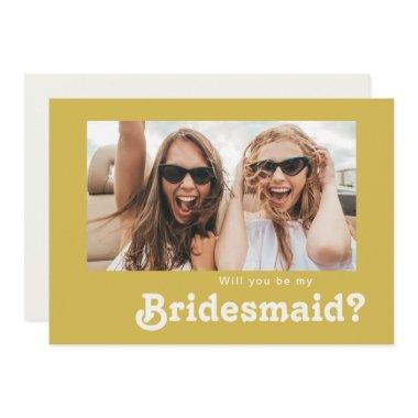 Retro Beach | Gold Photo Bridesmaid Proposal Invitations