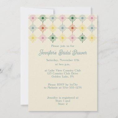 Retro Bloom Geometric Floral Print Bridal Shower Invitations