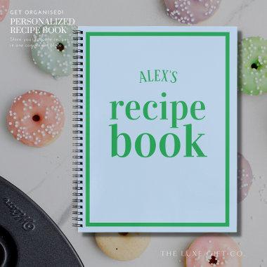 Retro Blue and Green Recipe Book to Write In