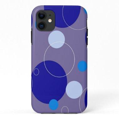 Retro Blue Circles & Ovals Royal Periwinkle Aqua iPhone 11 Case