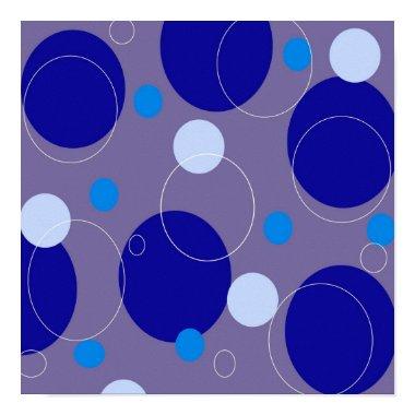 Retro Blue Circles & Ovals Royal Periwinkle Aqua Poster