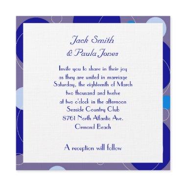 Retro Blue Circles Ovals Royal Periwinkle Wedding Invitations