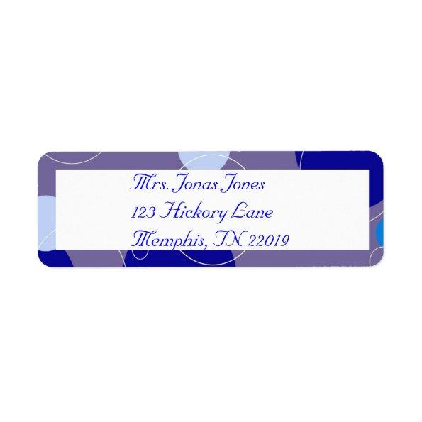 Retro Blue Circles & Ovals Royal Return Address Label