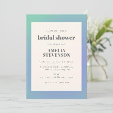 Retro Blue Green Gradient Unique Bridal Shower Invitations
