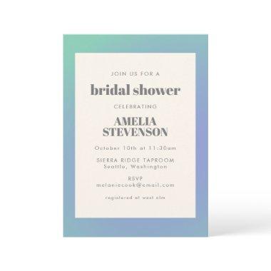 Retro Blue Green Gradient Unique Bridal Shower Invitations