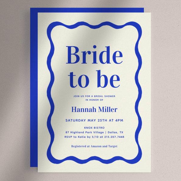 Retro Blue Wavy Colorful Bride To Be Bridal Shower Invitations