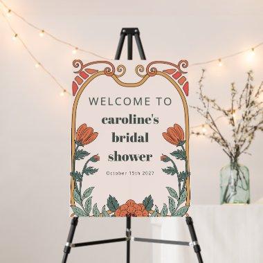 Retro Bohemian Art Nouveau Floral Bridal Shower Foam Board