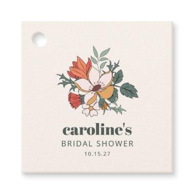 Retro Bohemian Floral Nouveau Bridal Shower Custom Favor Tags