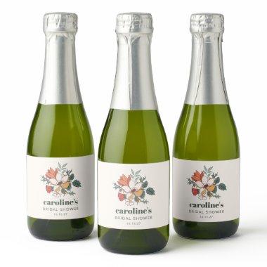 Retro Bohemian Floral Nouveau Bridal Shower Custom Sparkling Wine Label