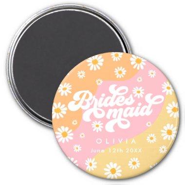 Retro Boho Daisy Personalized Bridesmaid Gift Magnet