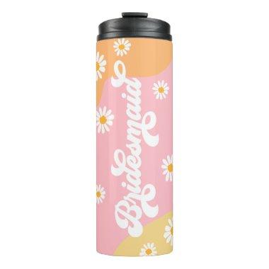 Retro Boho Daisy Personalized Bridesmaid Gift Thermal Tumbler