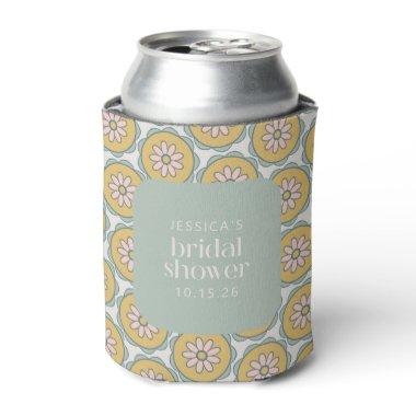 Retro Boho Floral Pastel Custom Bridal Shower Can Cooler