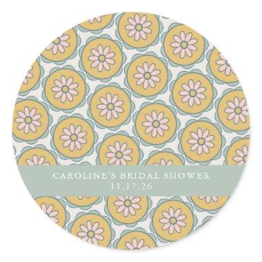 Retro Boho Floral Pastel Custom  Classic Round Sticker