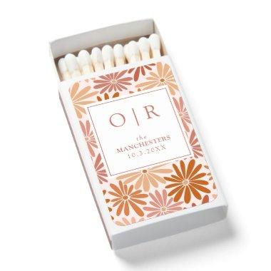Retro Boho Floral Personalized Initial Favor Matchboxes