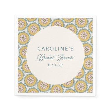 Retro Boho Floral Yellow Custom  Napkins