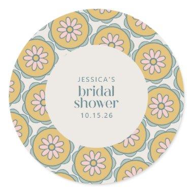 Retro Boho Mandala Floral Pastel  Classic Round Sticker