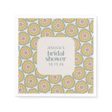 Retro Boho Mandala Floral Pastel Bridal Shower Napkins