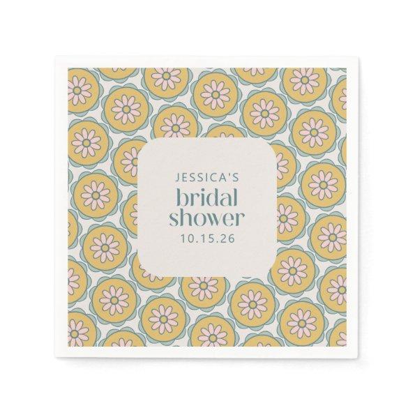 Retro Boho Mandala Floral Pastel Bridal Shower Napkins