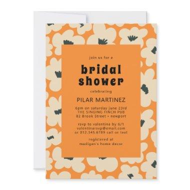 Retro Boho Orange White Floral