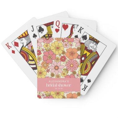 Retro Boho Pink Yellow Floral  Custom Poker