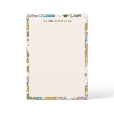 Retro Boho Teal Brown Floral Cute Baby Shower Thank You