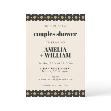 Retro Bold Black and Gold Floral Couples Shower