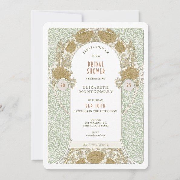 Retro Bridal Shower Invitations Art Nouveau Morris