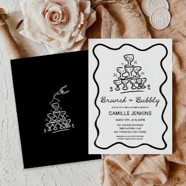 Retro Brunch and Bubbly Bridal Shower Invitations