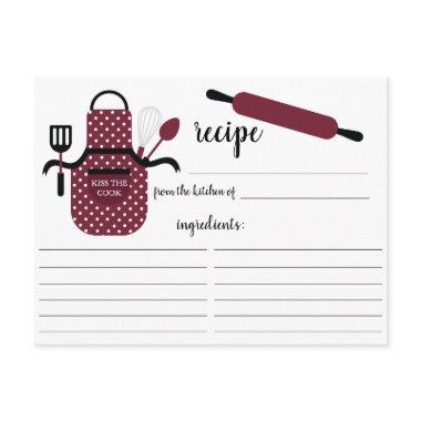 Retro Burgundy Apron Kitchen Tools Recipe Invitations