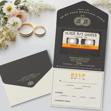 Retro Cassette Tape Oldie But Goodie Wedding All In One Invitations
