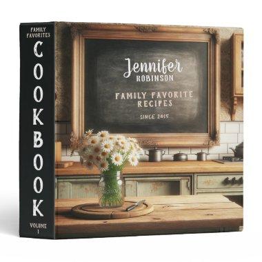 Retro Chalkboard Cookbook 3 Ring Binder