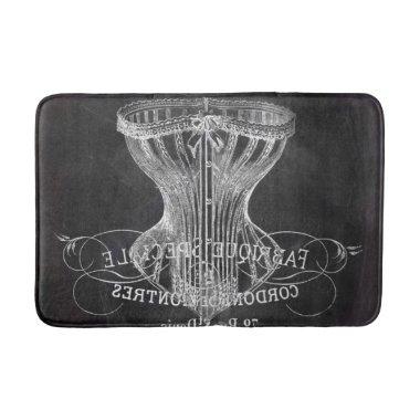 Retro chalkboard scripts victorian lingerie corset bath mat
